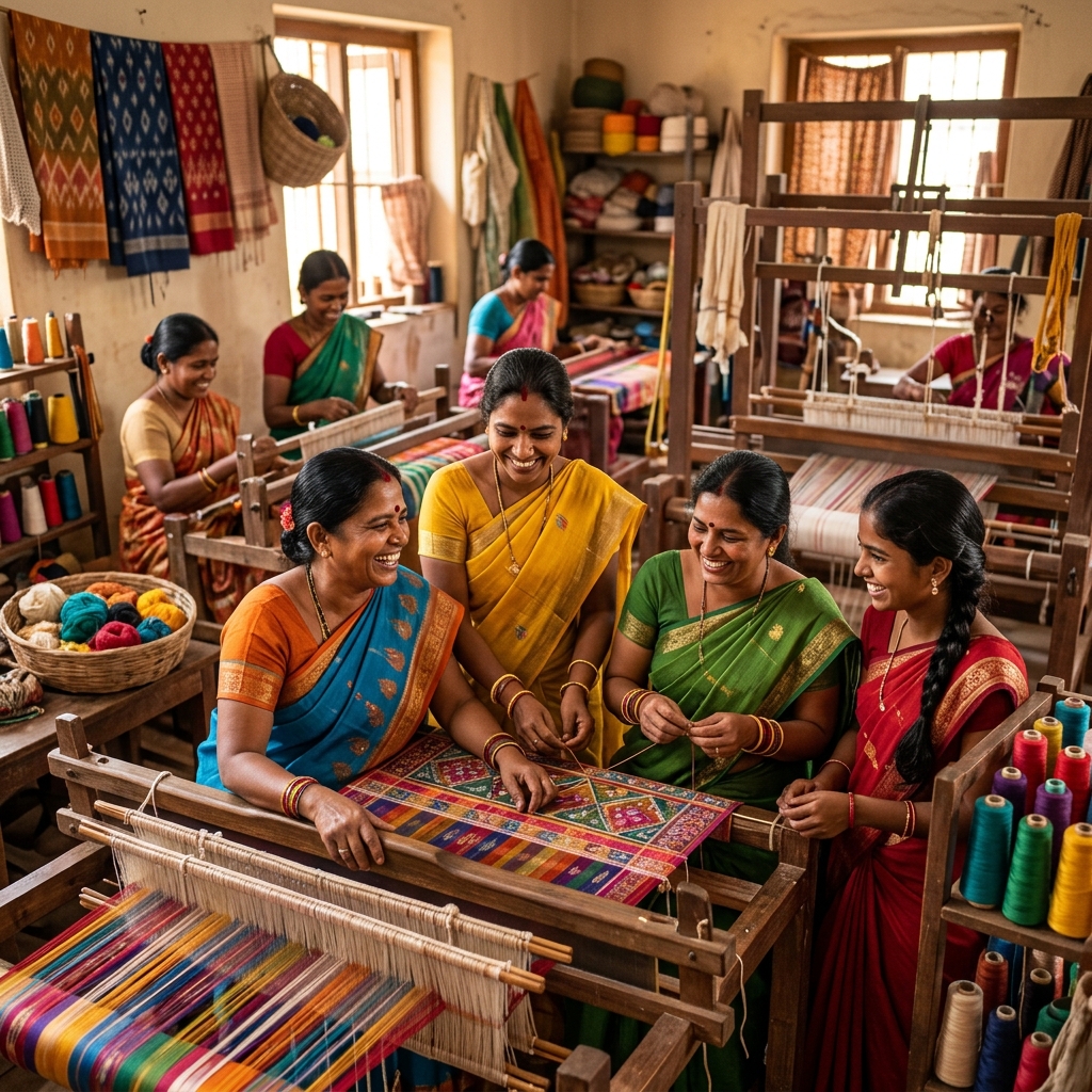 Empowered rural women conducting local self-help business meeting